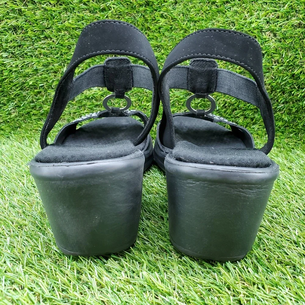 Skechers Rumblers Queen B SIZE 9.5 Women's Memory Foam Wedge Sandals Black